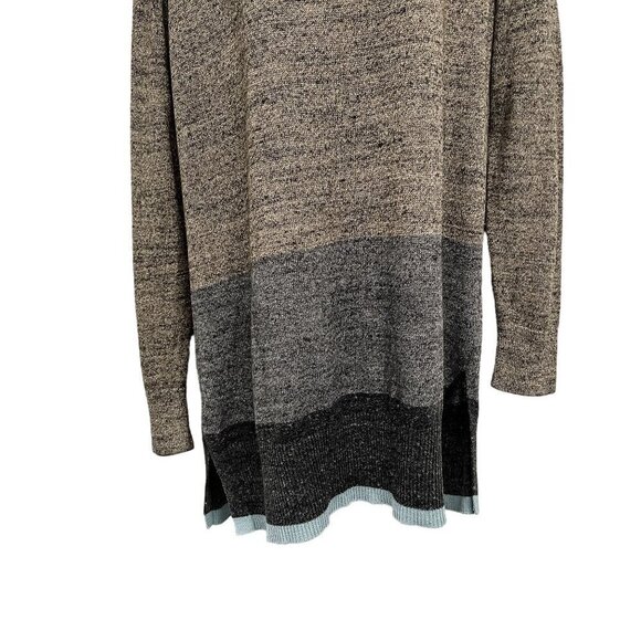 NEW Gap Striped Snap Turtle Neck Long Tunic Sweater Knit Top Split Cowl Sweater - Picture 5 of 9